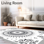 Intricate Mandala Style Rayed Circular Pattern Rug