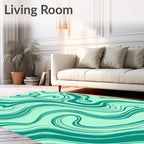 Teal Swirl Abstract Pattern Rug