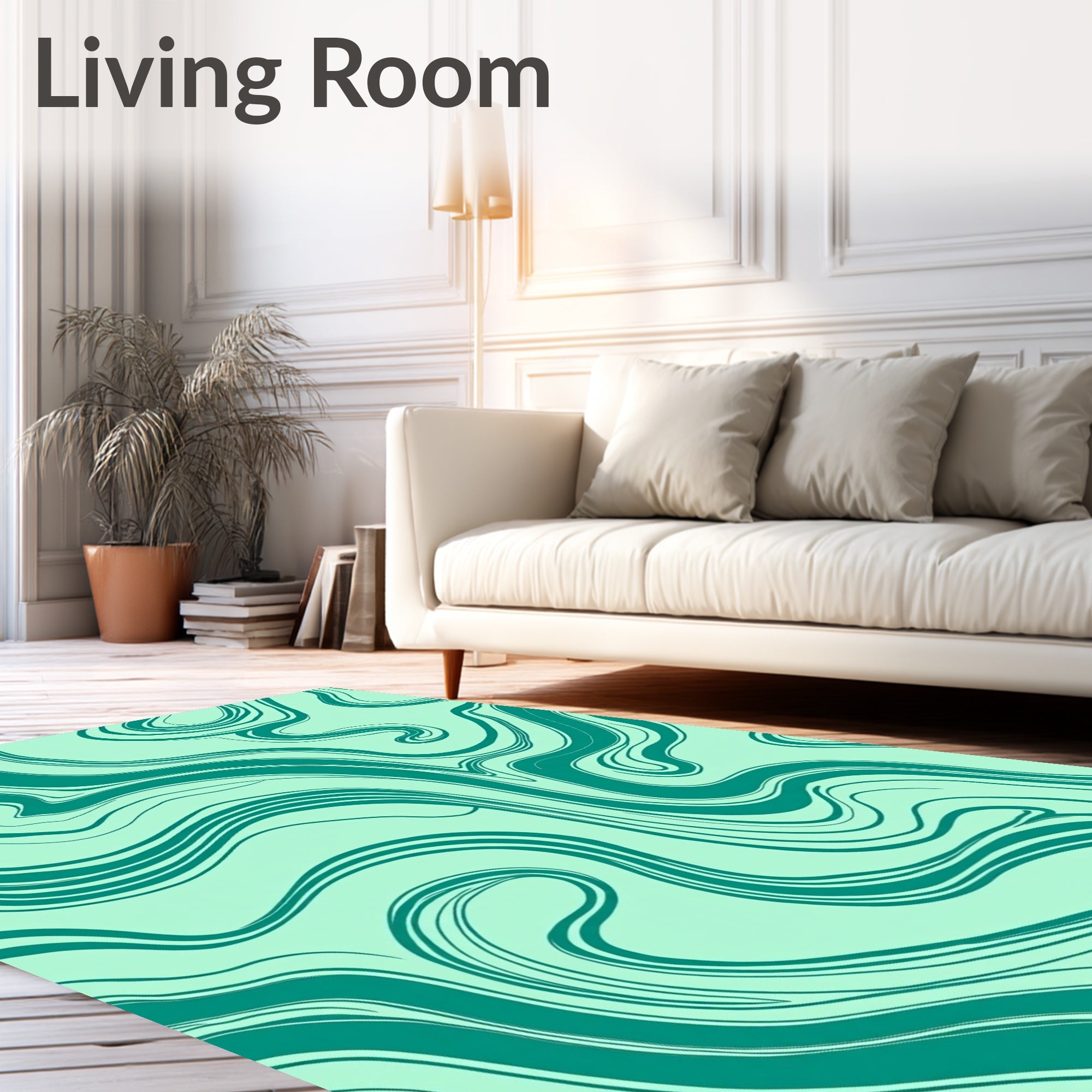 Teal Swirl Abstract Pattern Rug