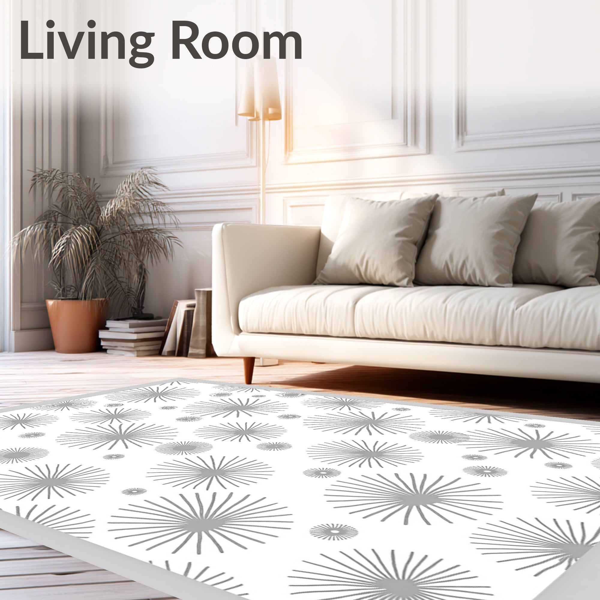 Radiating Starburst Gray Pattern Rug