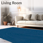 Deep Blue Contour Lines Pattern Rug