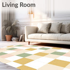 Pastel Square Grid Pattern Rug