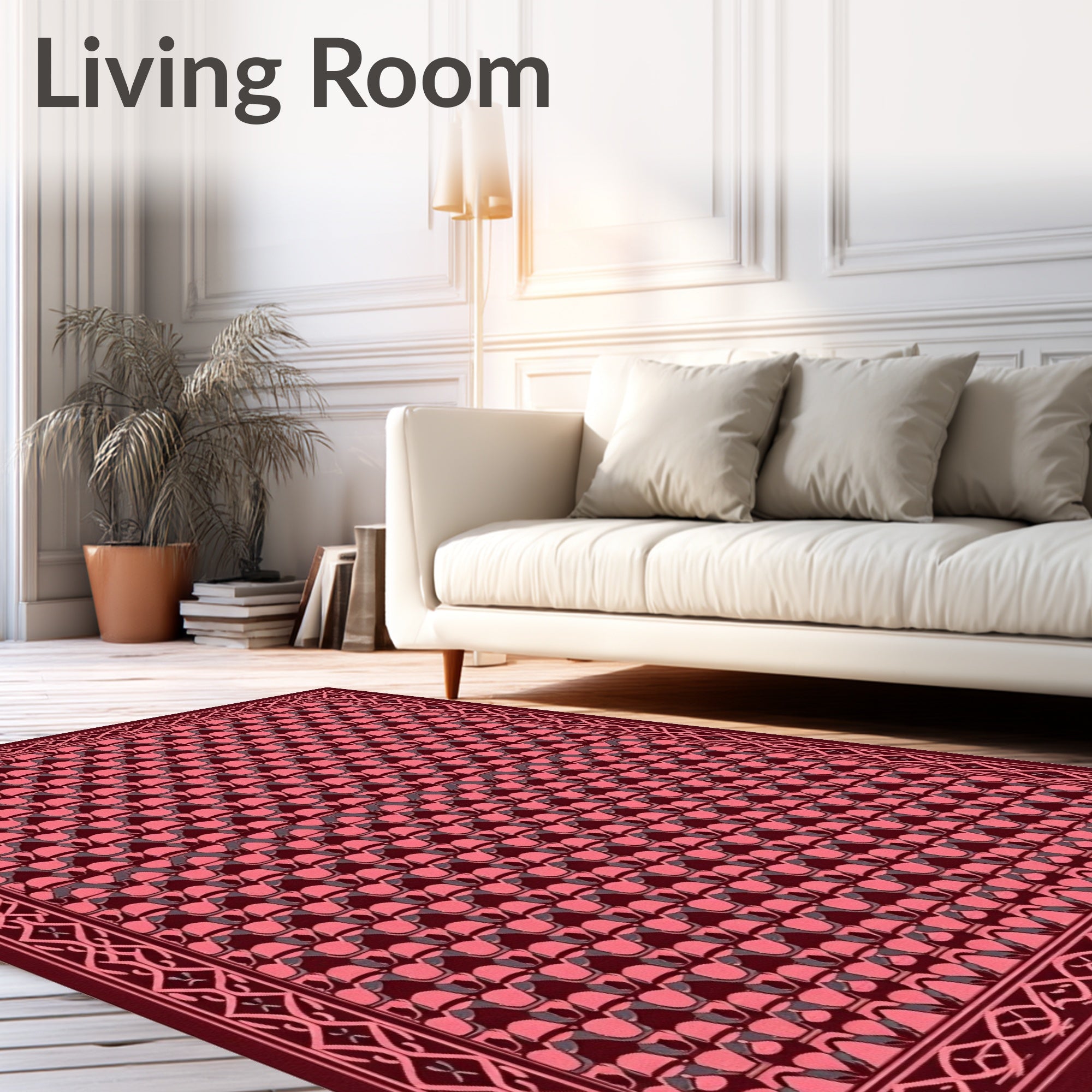 Repeating Geometric Pattern In Pink Tones Rug