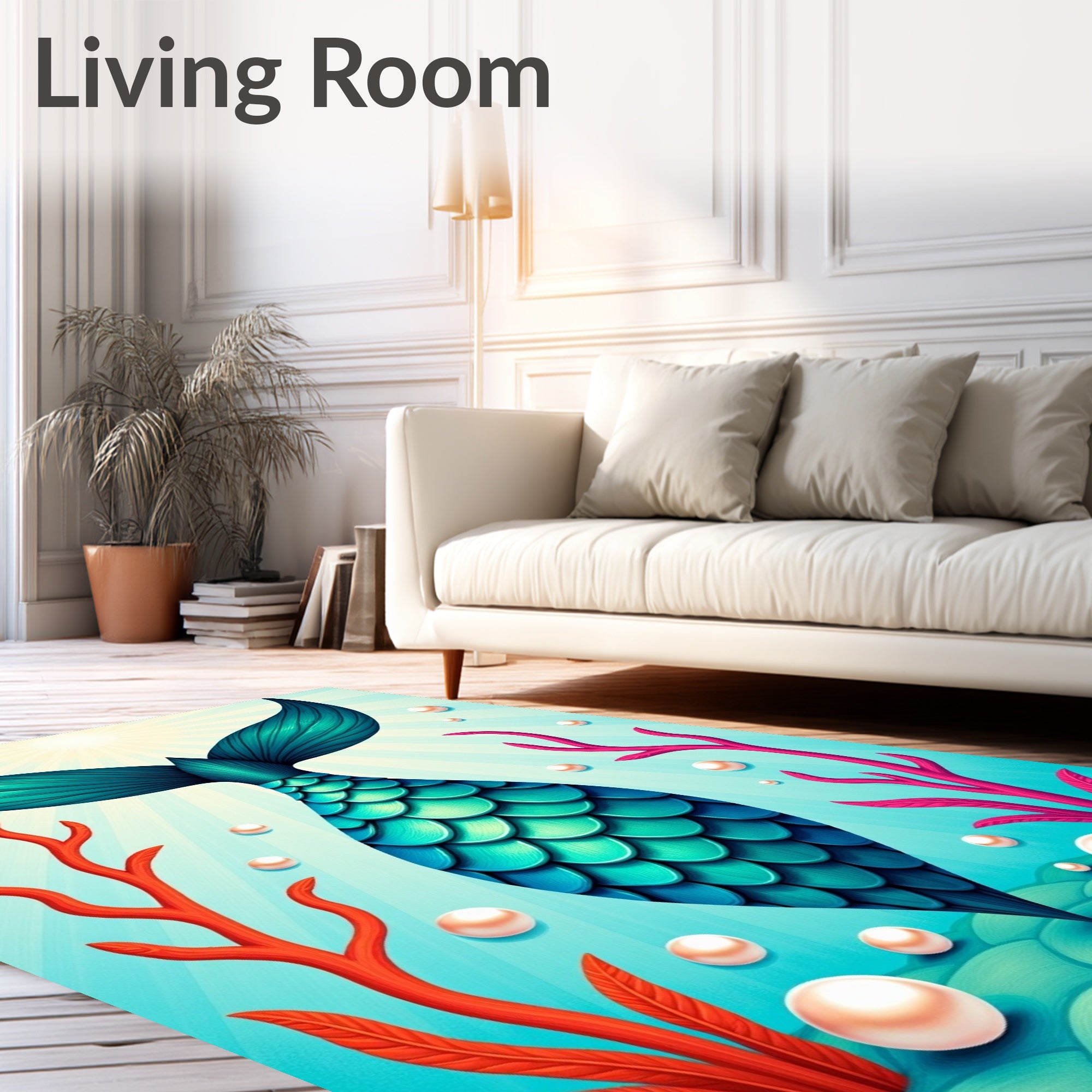 Mermaid Tail With Pearls Pattern Rug
