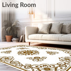 Elegant Brown Floral Medallion Design Rug