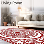 Traditional Red Intricate Mandala Pattern Rug