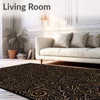 Abstract Golden Swirl Pattern Rug
