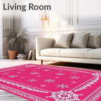 Hot Pink Snowflake Border Accents Rug
