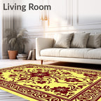 Ornate Red Floral Border Design Rug