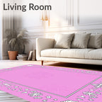 Pink Snowflake Border Rug