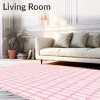 Subtle Pink Geometric Grid Pattern Rug