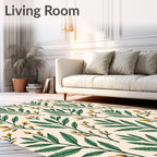 Green and Gold Leaf Pattern Rug