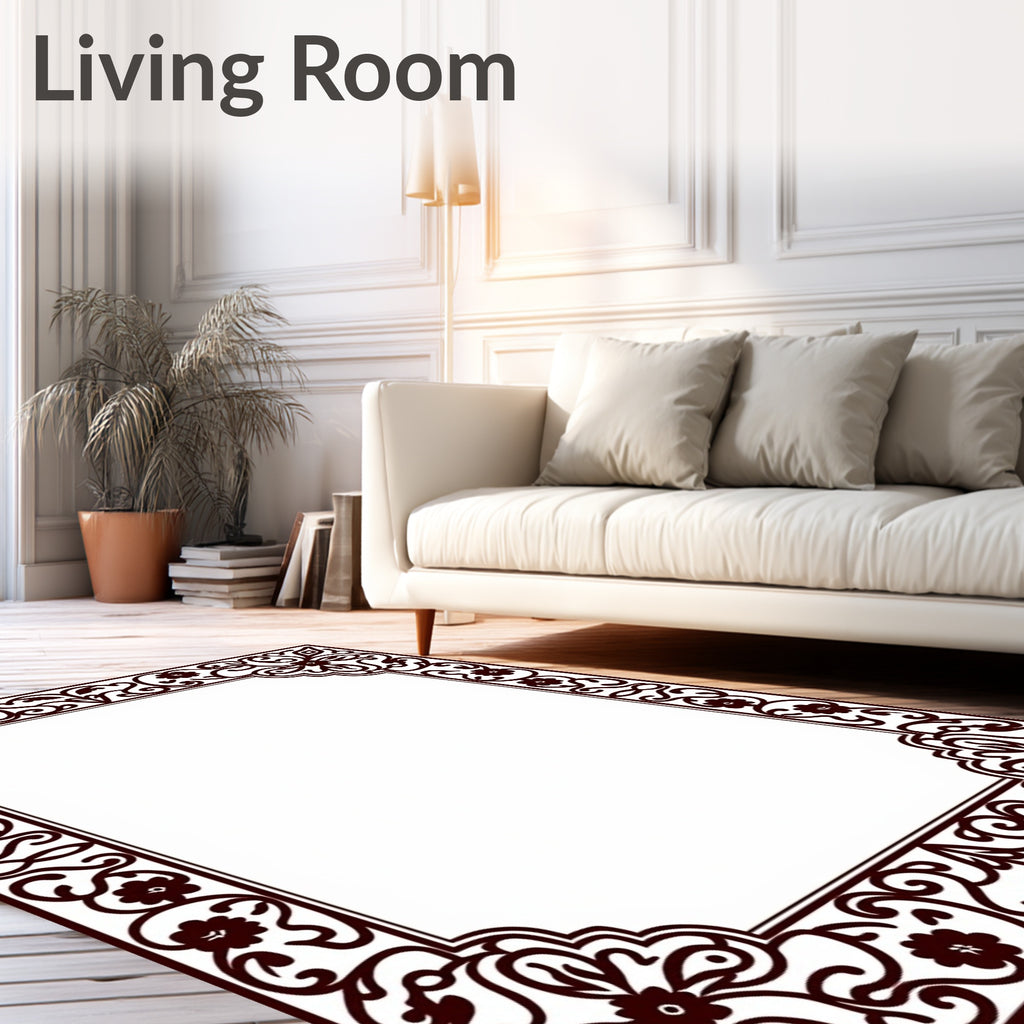Elegant Floral Scrollwork Border Design Rug