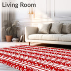 Crimson White Vertical Intricate Stripe Rug