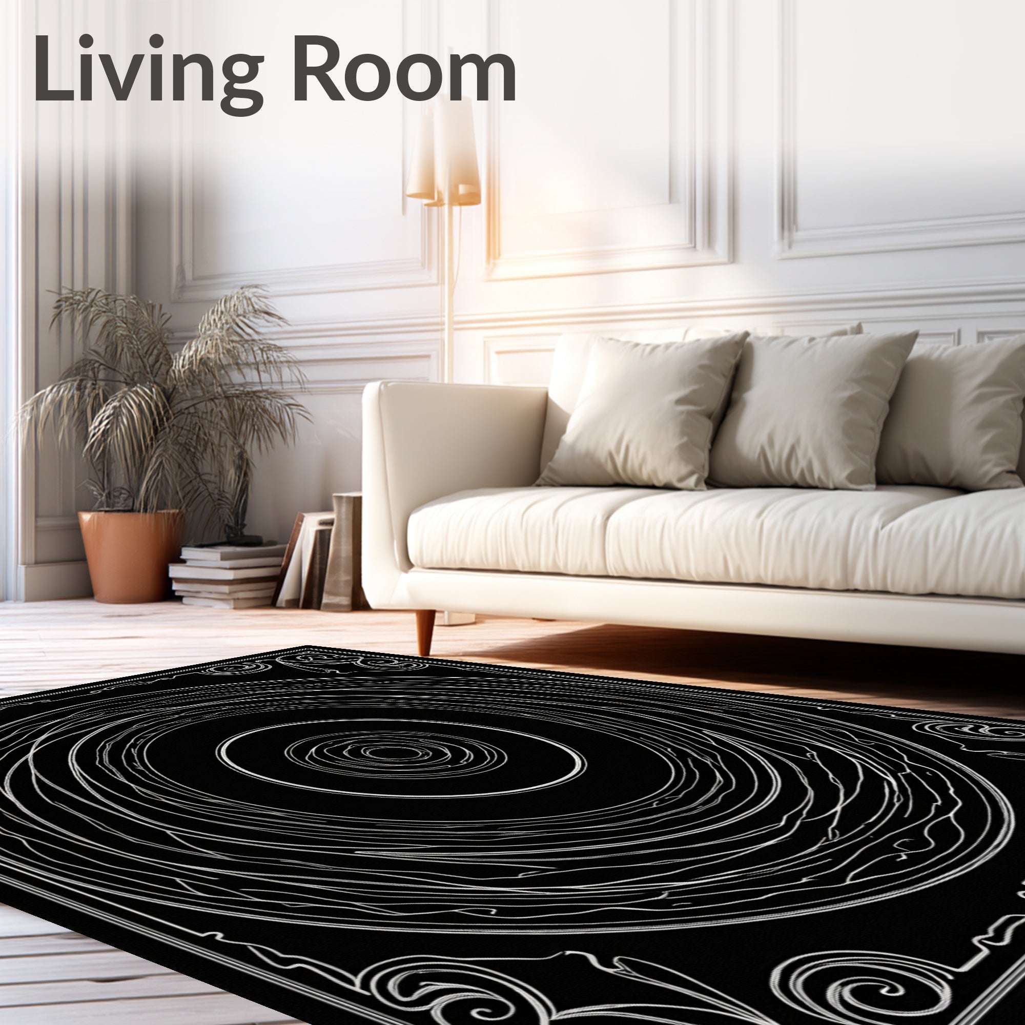 Art Nouveau Swirls Concentric Circles Rug