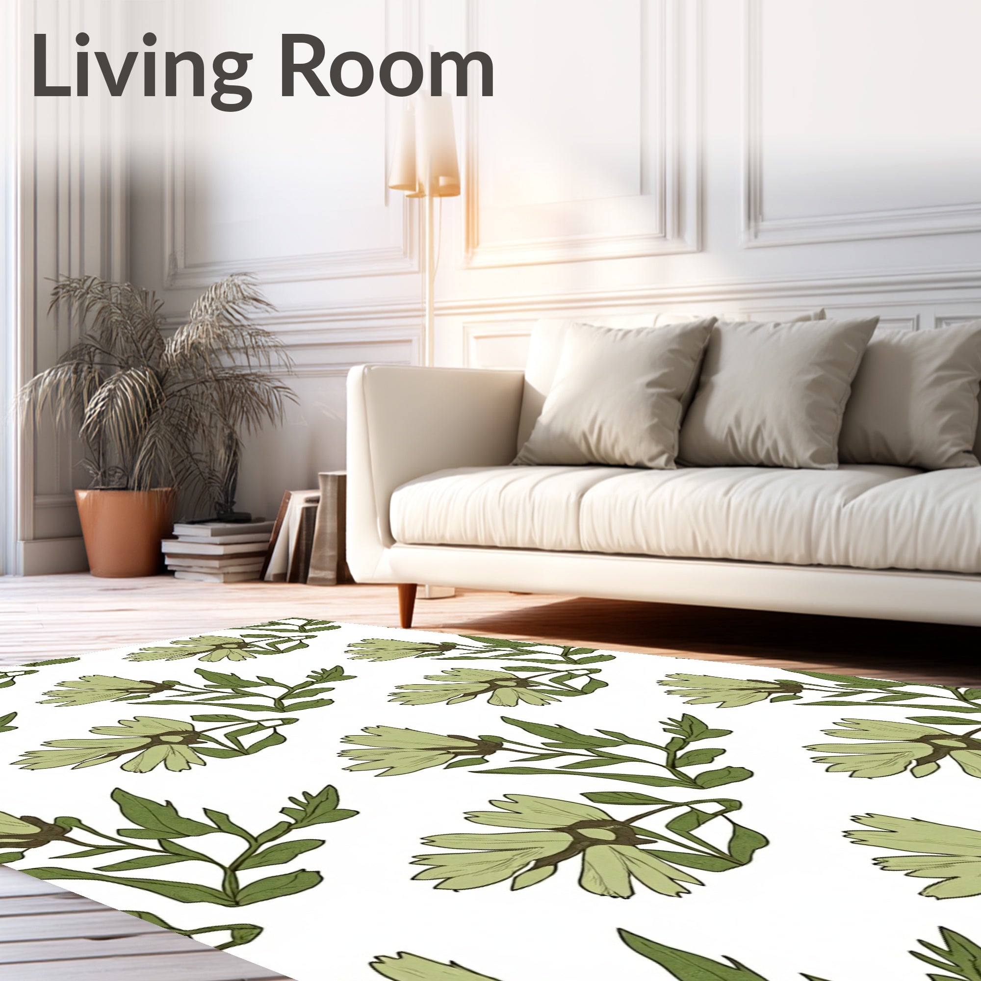 Botanical Floral Vines Pattern Rug