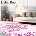 Pink Victorian Swirl Filigree Design Rug