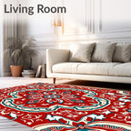 Intricate Floral Medallion Red Pattern Rug