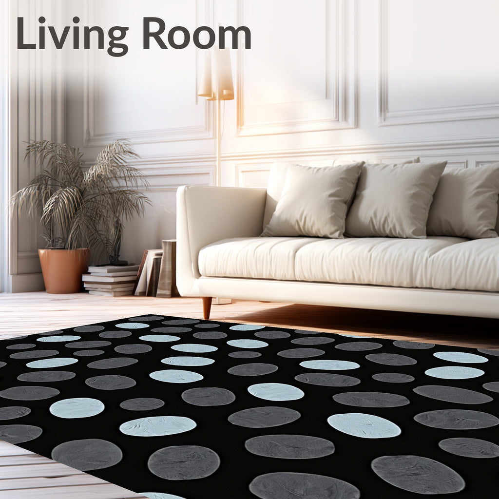 Gray Blue Pebble Pattern Design Rug