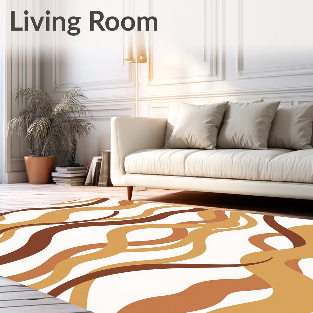 Terracotta Wavy Stripe Pattern Rug