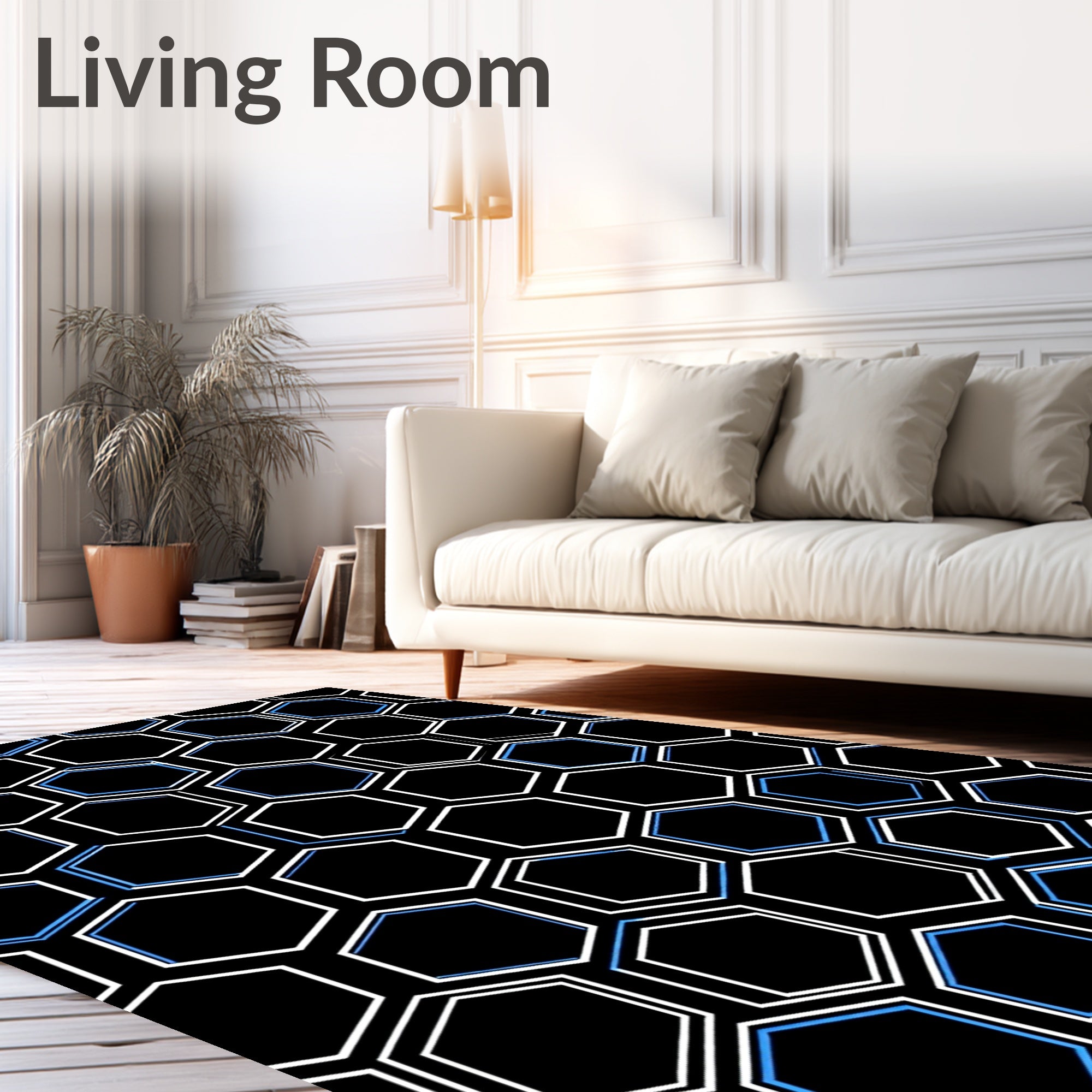 Modern Hexagonal Pattern Rug