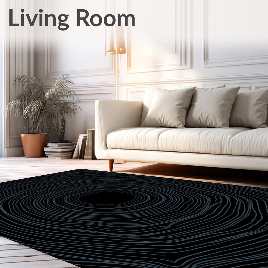 Dark Organic Flowing Lines Overlay Rug