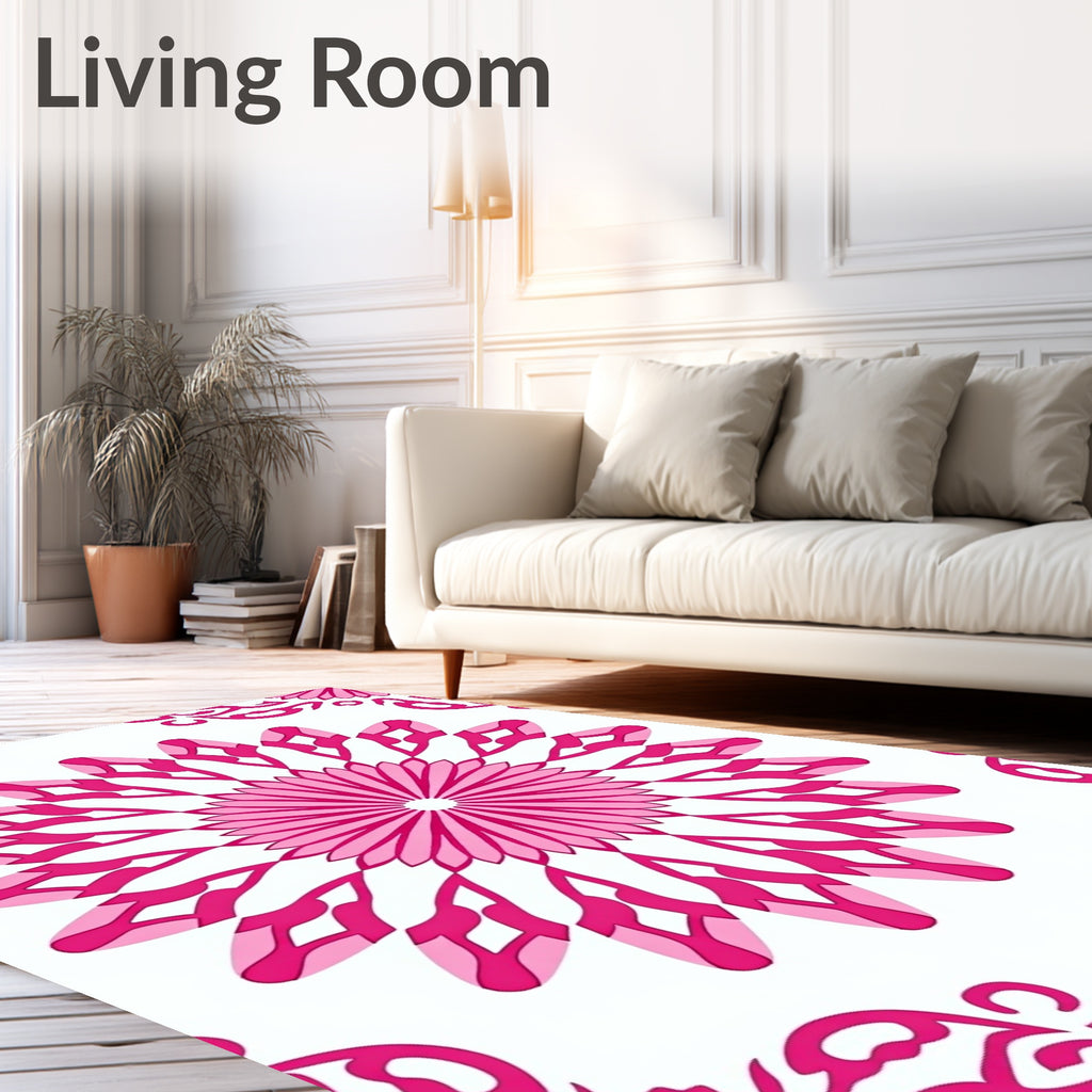 Pink Mandala Flower Pattern Design Rug