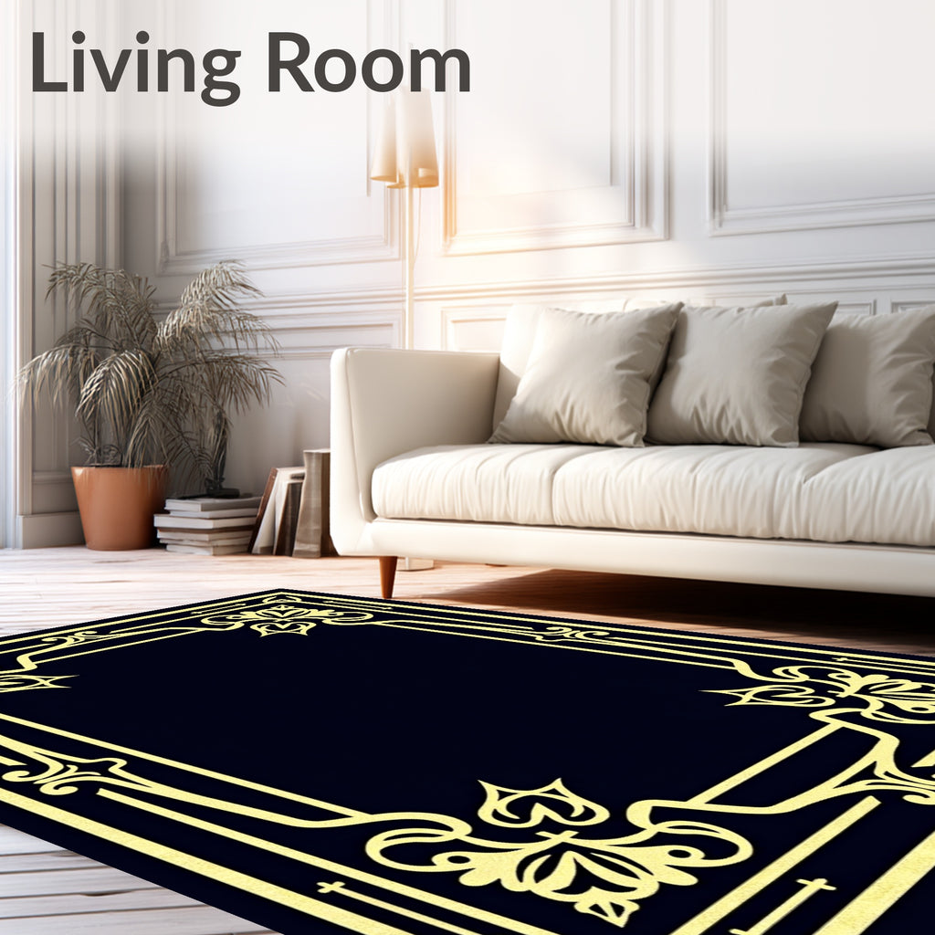 Elegant Floral Border Design Rug