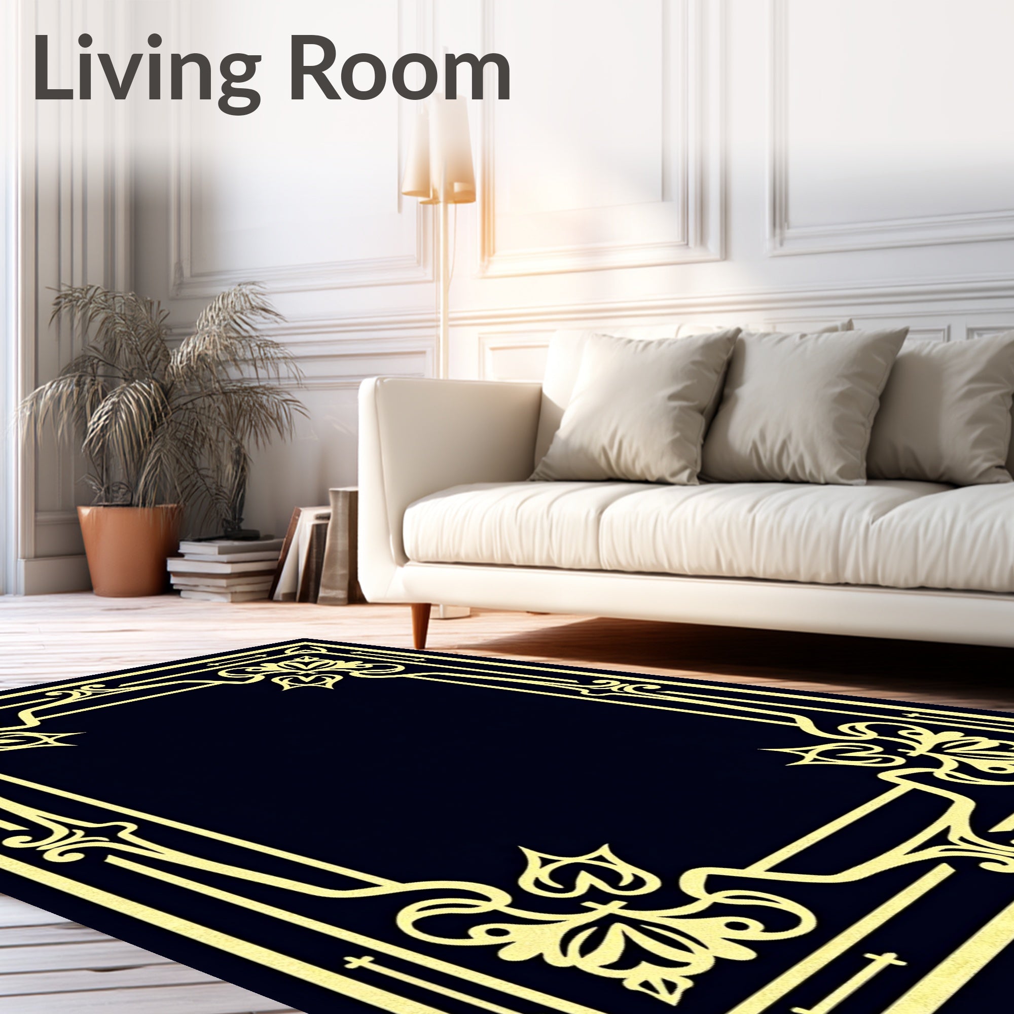 Elegant Floral Border Design Rug