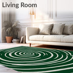 Dark Green Spiral Pattern Rug