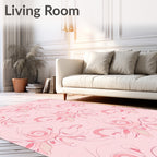 Soft Pink Floral Swirl Pattern Rug