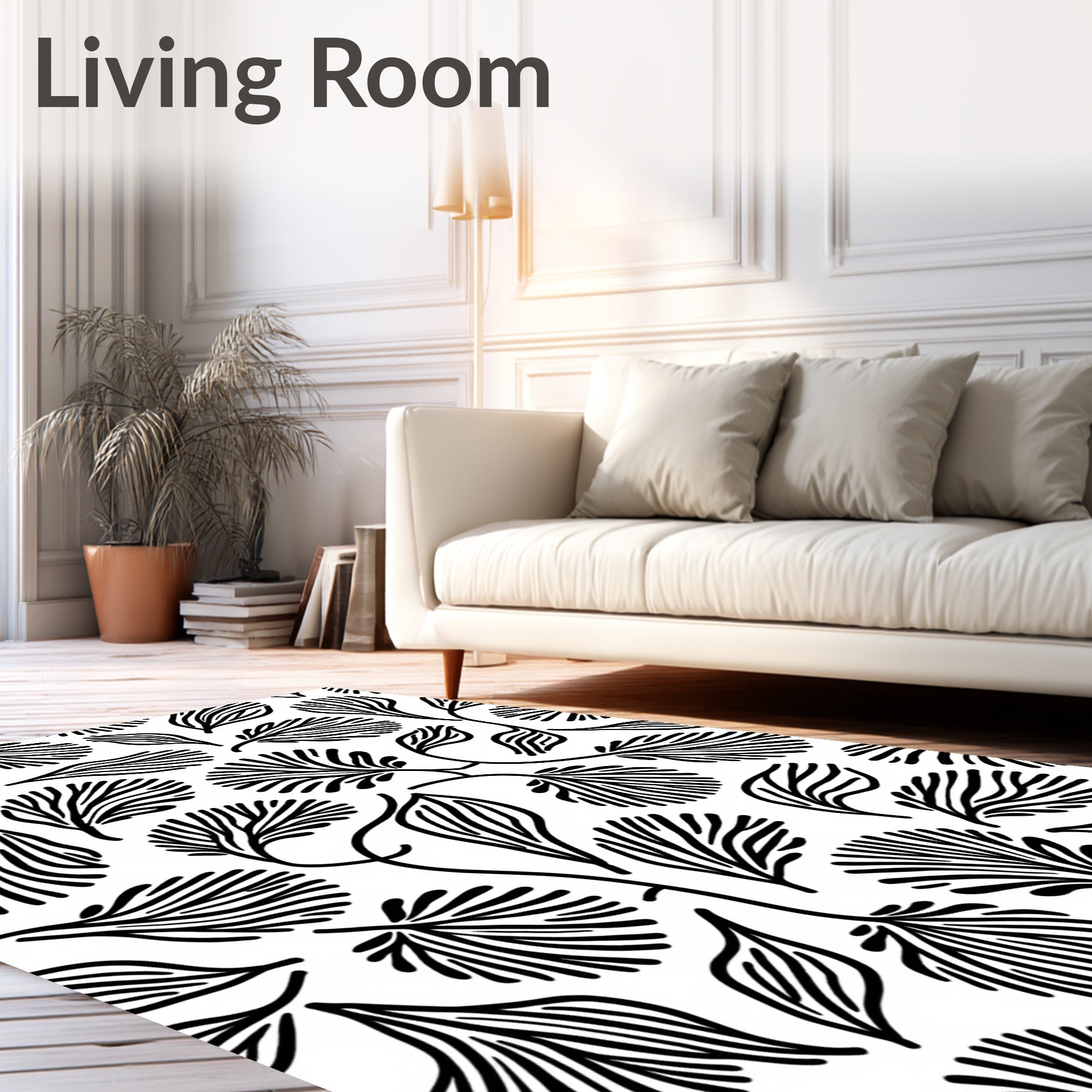 Organic Swirl Leaf Pattern Rug