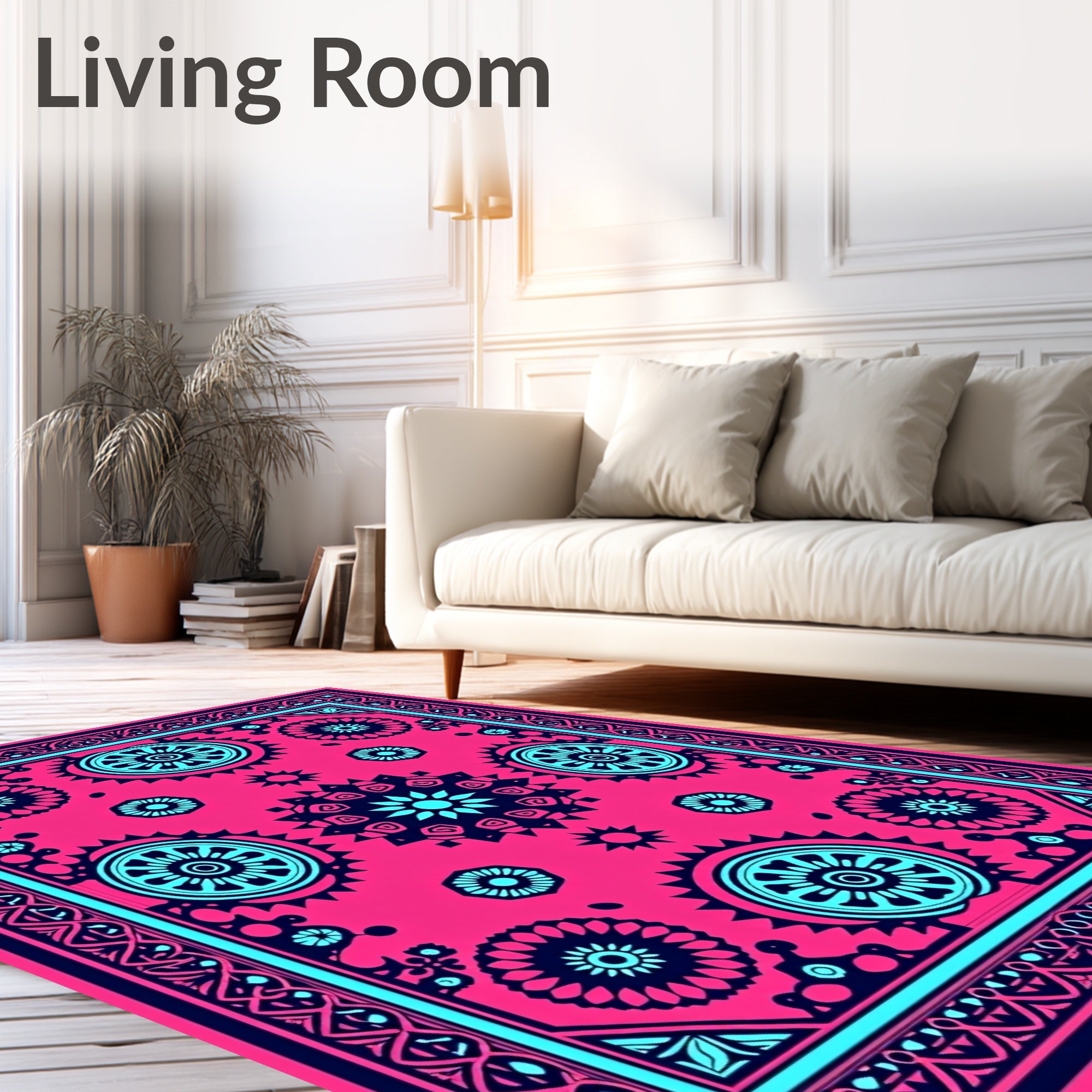 Bold Floral Mandala Inspired Design Rug