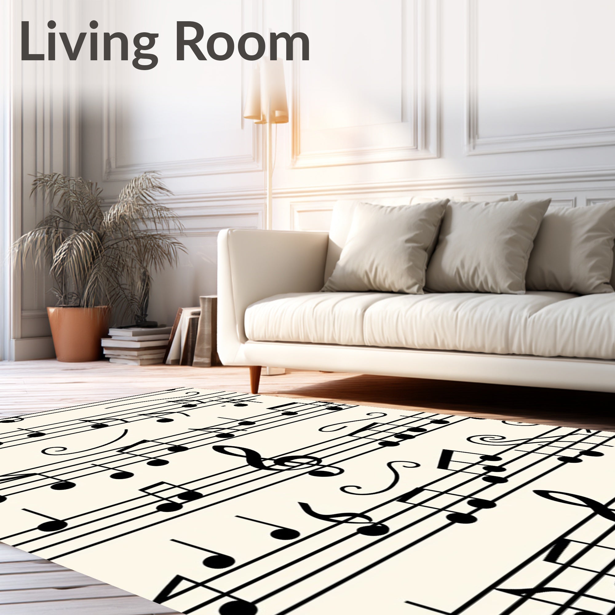 Musical Notes Pattern With Treble Clefs Rug