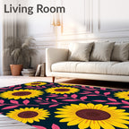Bold Yellow Sunflower Pattern Rug