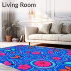 Vibrant Floral Butterfly Swirl Pattern Rug