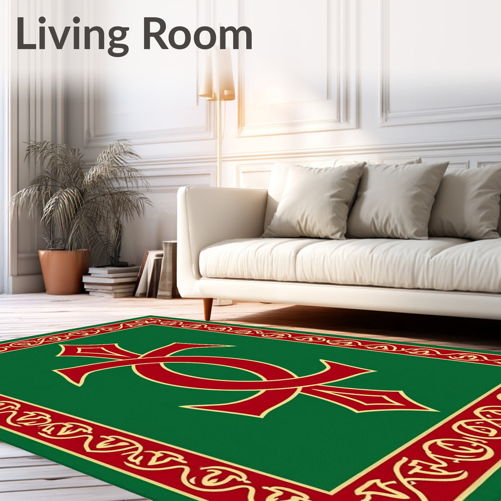 Classic Celtic Knot Red Green Design Rug