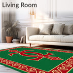 Classic Celtic Knot Red Green Design Rug