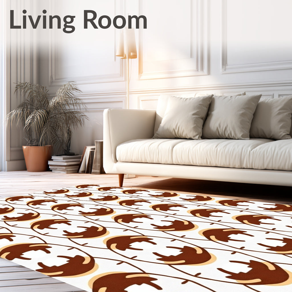 Organic Brown Tan Oval Pattern Rug
