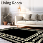 Cream Floral Star Accented Border Rug