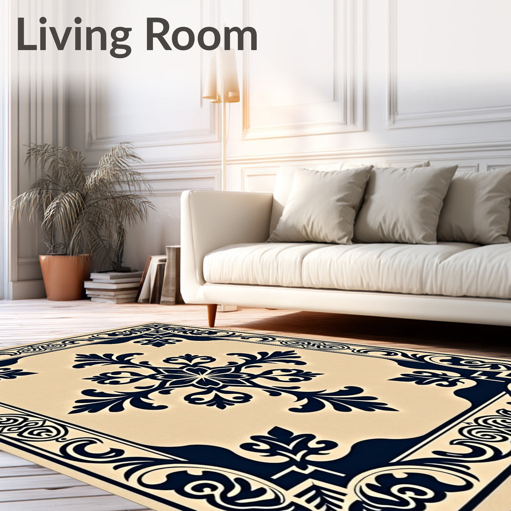 Traditional Dark Floral Scrollwork Pattern Rug