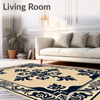 Traditional Dark Floral Scrollwork Pattern Rug