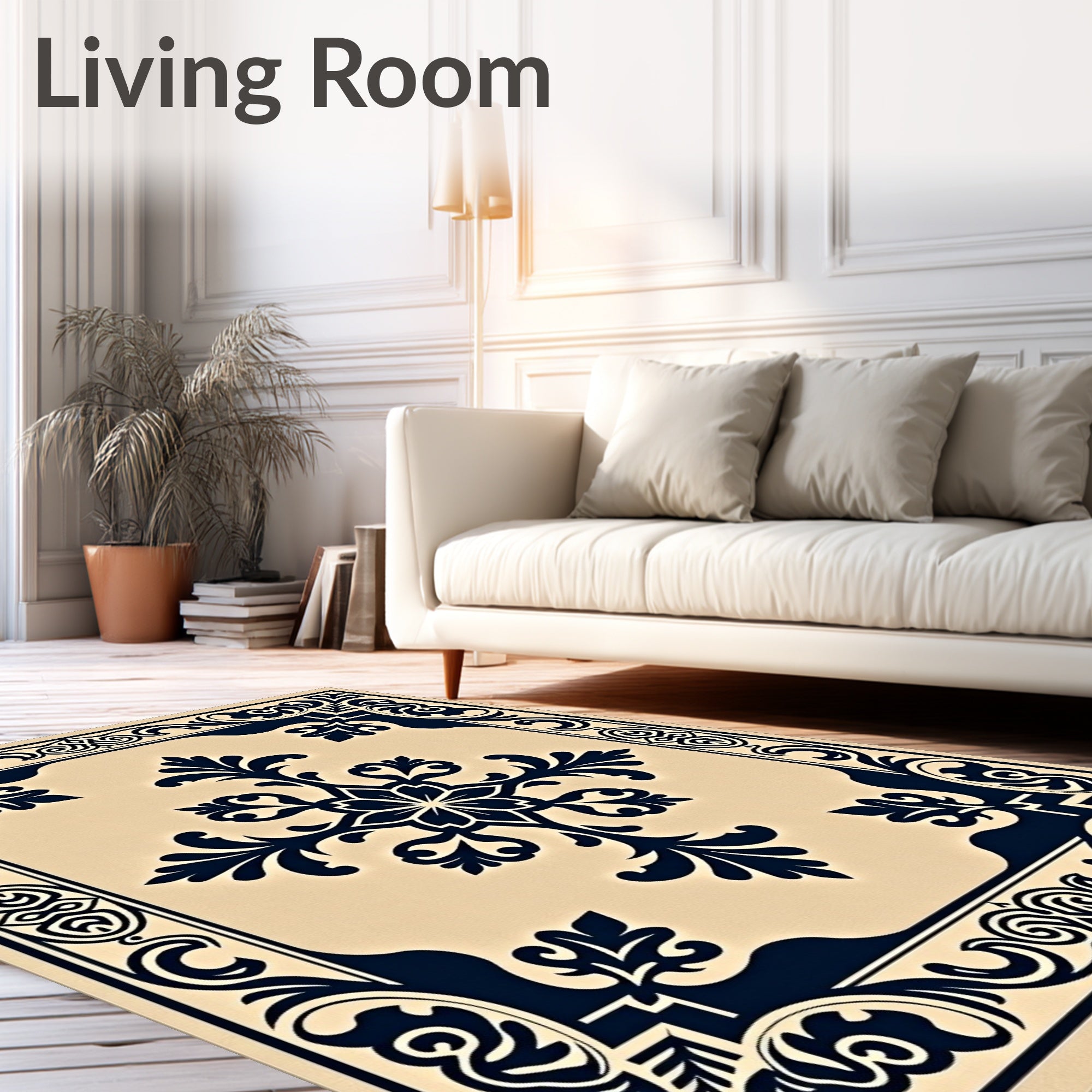 Traditional Dark Floral Scrollwork Pattern Rug