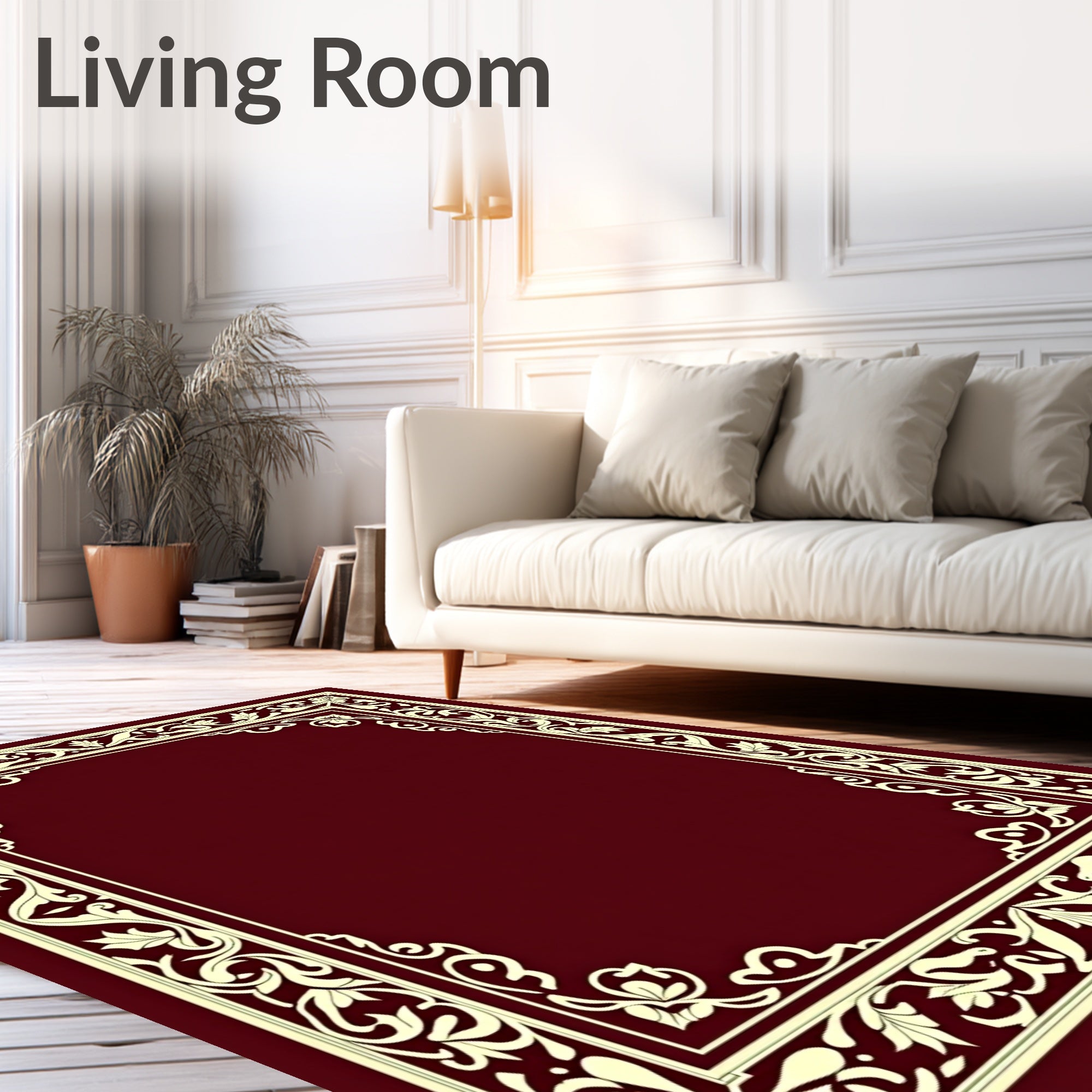 Elegant Floral Border Design Rug