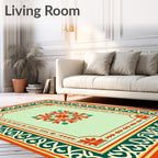 Ornate Floral Border Antique Rug