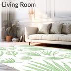Green Leafy Tropical Pattern Rug