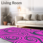Bold Pink Swirl Abstract Pattern Rug