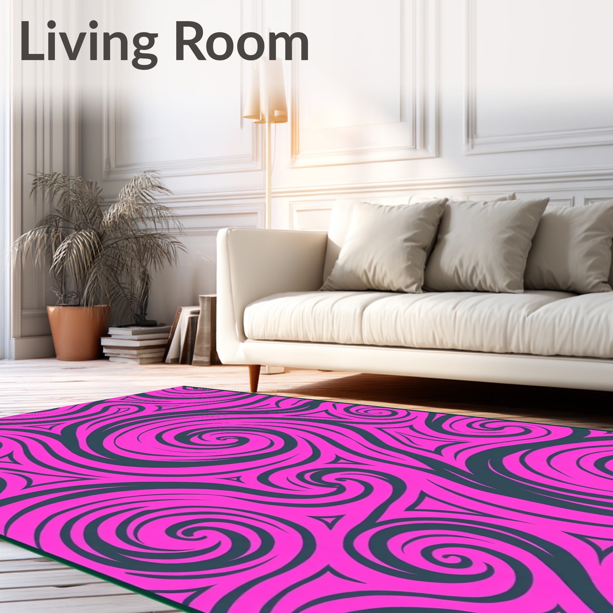 Bold Pink Swirl Abstract Pattern Rug
