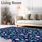 Charming Pink Floral Vine Pattern Rug