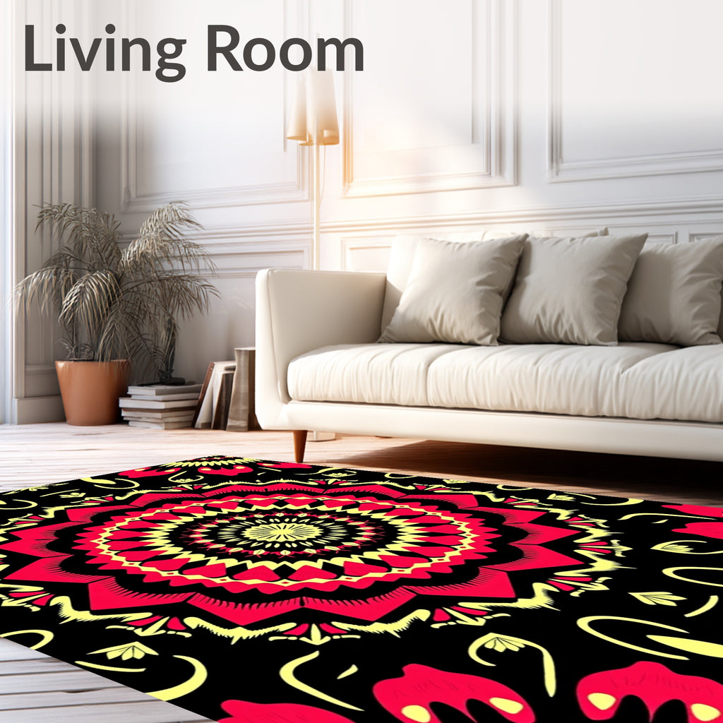 Radiant Mandala Design with Heart Petals Rug